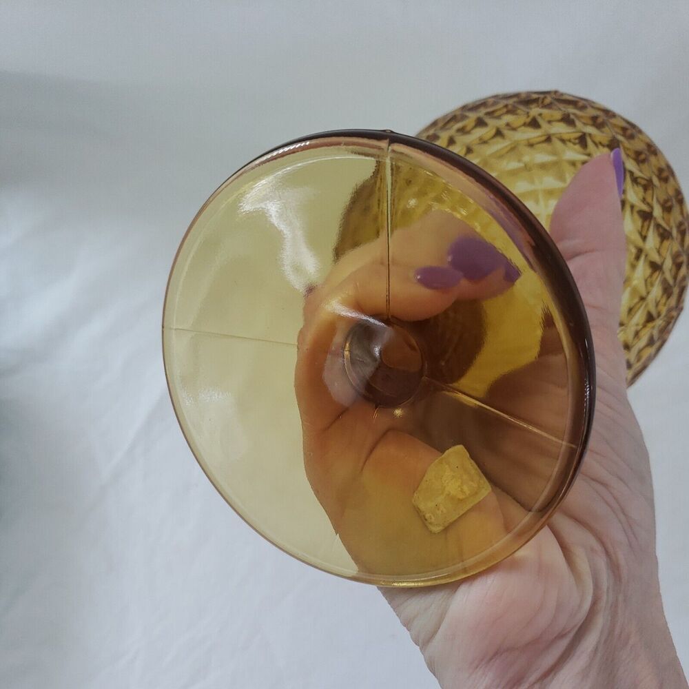 Vintage Viking Glass Amber Diamond Optic Yesteryear Line 8" Ivy Ball Vase - Picture 6 of 9